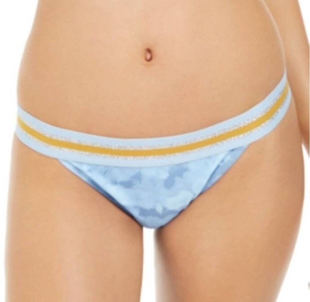 Hula Honey Hana Beach Tie Dye Banded Blue and Gold Bikini Bottom - XL